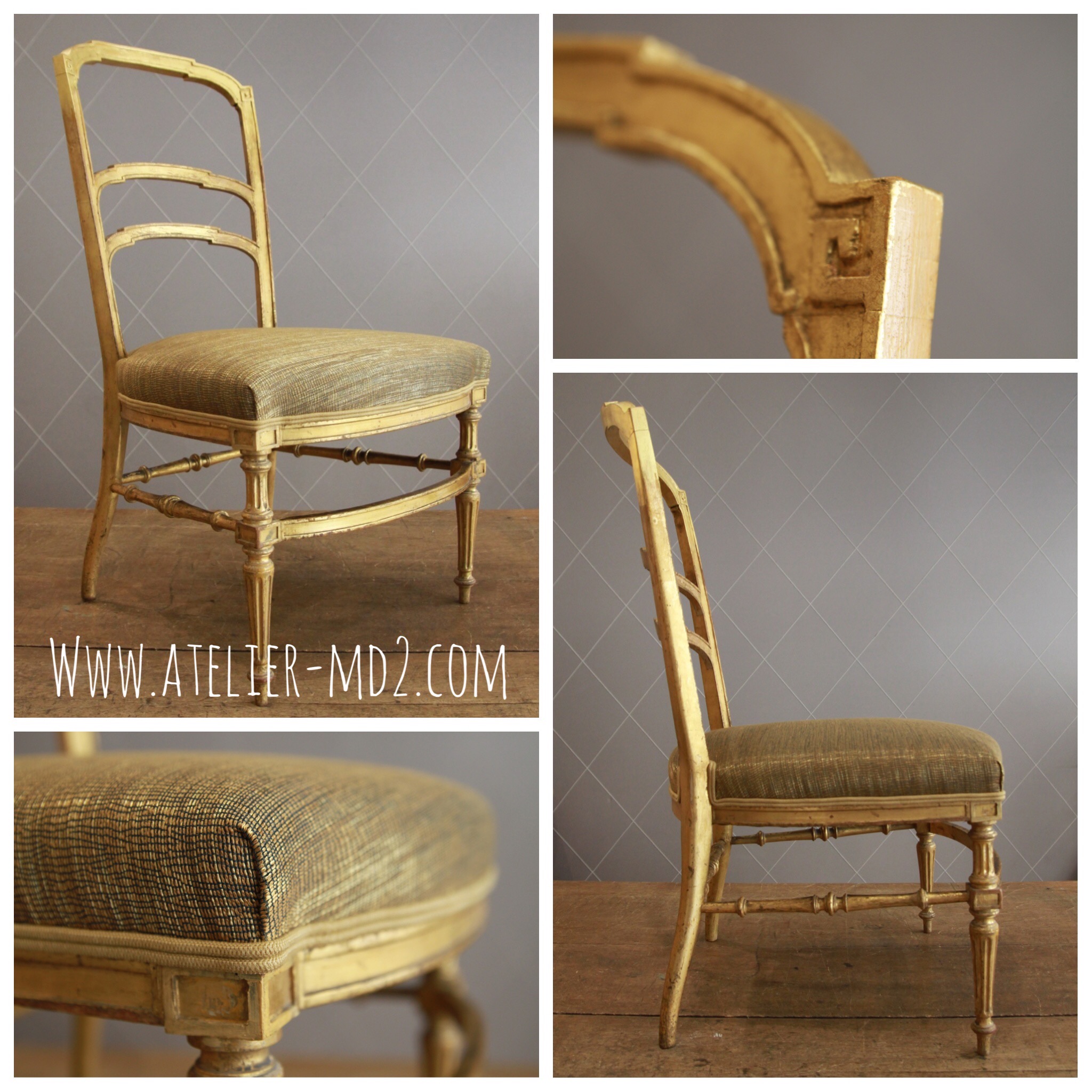 Total look pour cette charmante chaise en bois doré